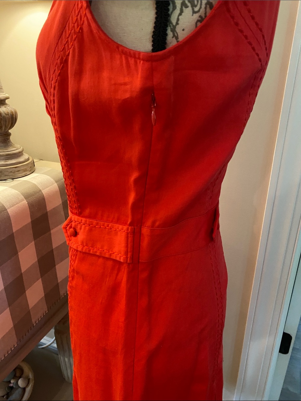 Ted Baker Bright Red Vintage-Inspired Button-Front Midi Dress - Picture 3 of 5
